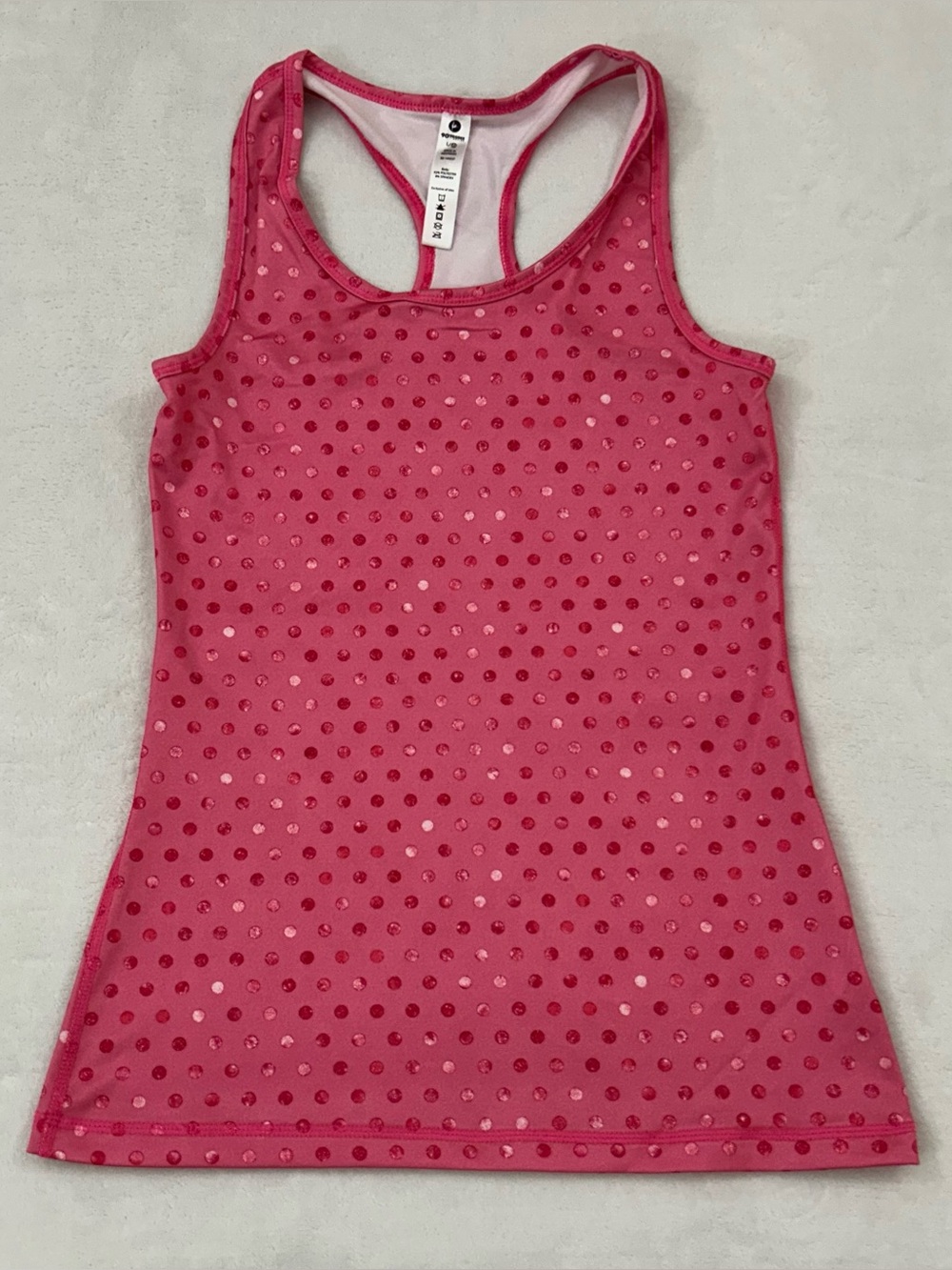 90 Degree By Reflex Pink Polka Dot Racer Back Tank Top Shirt Youth Girls Size L